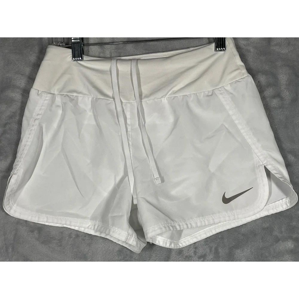 Nike Dri-FIT Womens White Running Shorts XS Athletic Liner Zip Pocket 4380